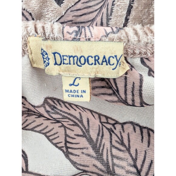 Democracy Velvet Floral Mauve Off Shoulder 3/4 Sleeve Ruffle Blouse Size Large - Picture 2 of 7